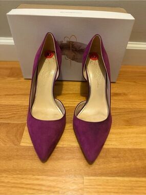 Jessica Simpson Magenta Suede Pointed-Toe D'Orsay Pumps